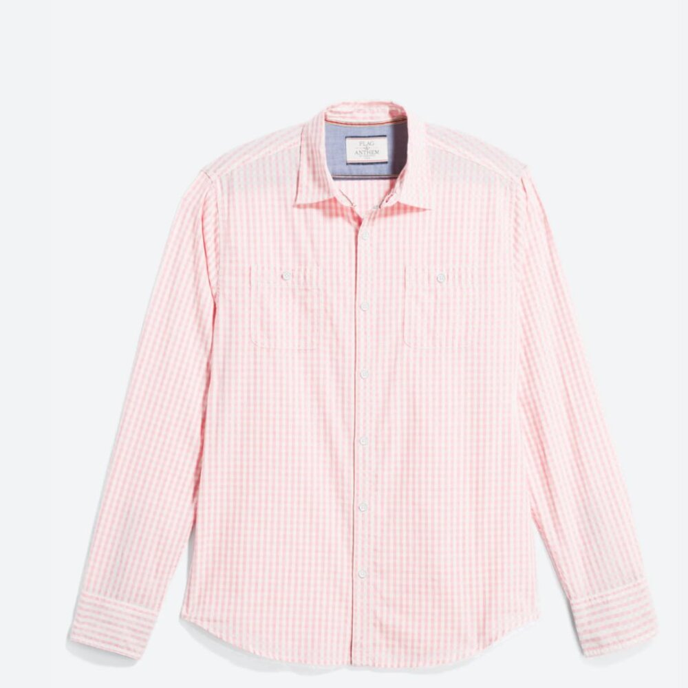 FLAG & ANTHEM Cape Cod Two Pocket Poplin Shirt - Coral